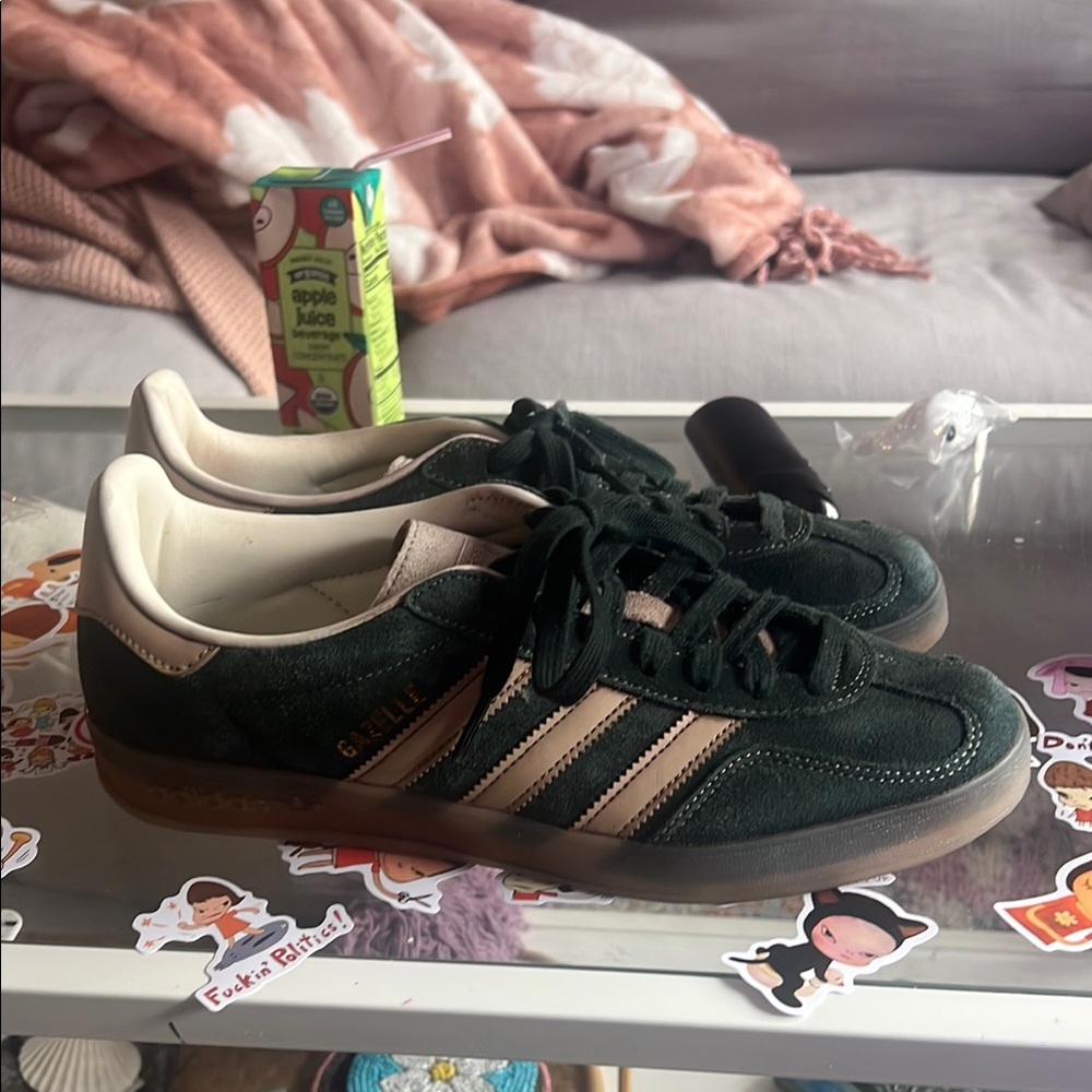 Adidas Gazelle Dark Green and Beige Sneakers